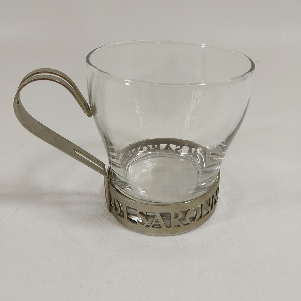 Libbey Amaretto Di Saronno‎ Glasses Metal Frame Vintage Barware